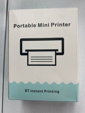 Portable Mini Printer - White with Aqua Accent